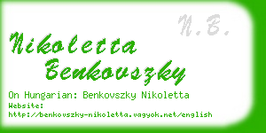 nikoletta benkovszky business card